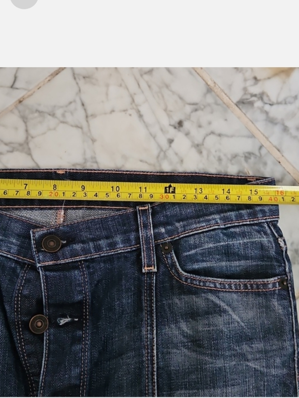 7 For All Mankind Dark Blue Denim Pencil Skirt - Picture 4 of 5